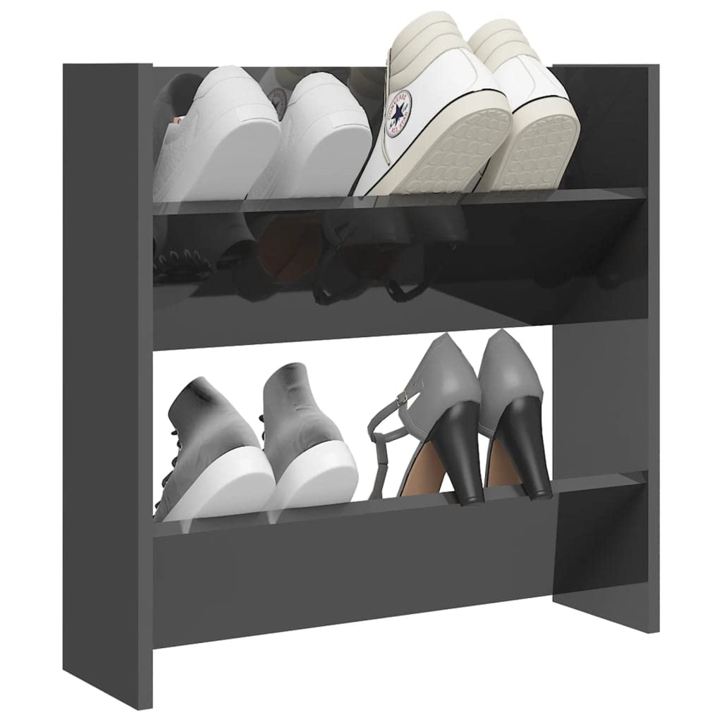 vidaXL Wall Shoe Cabinet High Gloss Gray 23.6&quot;x7.1&quot;x23.6&quot; Engineered Wood