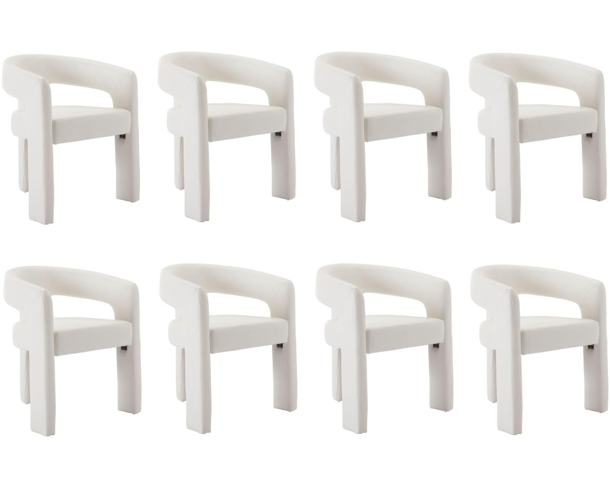Rivova Modern Barrel Dining Chairs Set Of 8, Pu Leather Upholstered Accent Side Chair With Arms Comfy Makeup Vanity Chairs, Dini