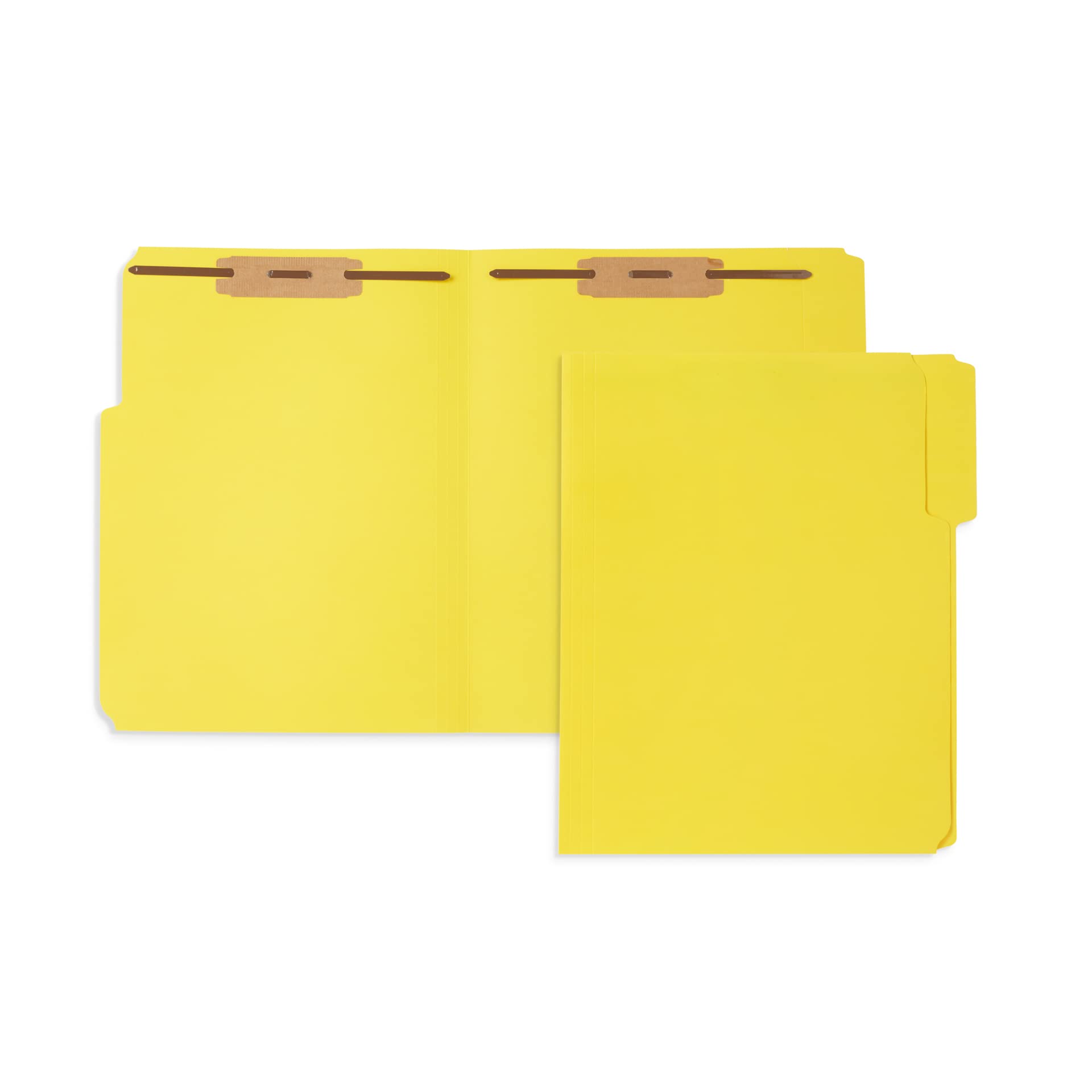 50 Yellow Fastener File Folders - 1/3 Cut Reinforced Tab - Durable 2 Prongs Bonded Fastener Designed To Organize Standard Medica
