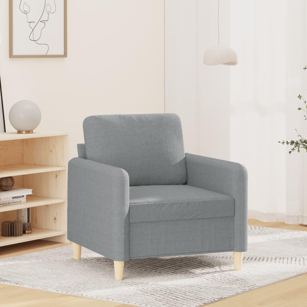 vidaXL Modern Fabric Made Sofa Chair in Light Gray for Living Room, Lounge, Office or Bedroom with Stable Metal Frame and Comfortable Padding