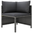 vidaXL 2-Seater Outdoor Garden Sofa with Cushions, Gray Poly Rattan Patio Set with Removable and Washable Polyester Covers, Lightweight for Easy Movement