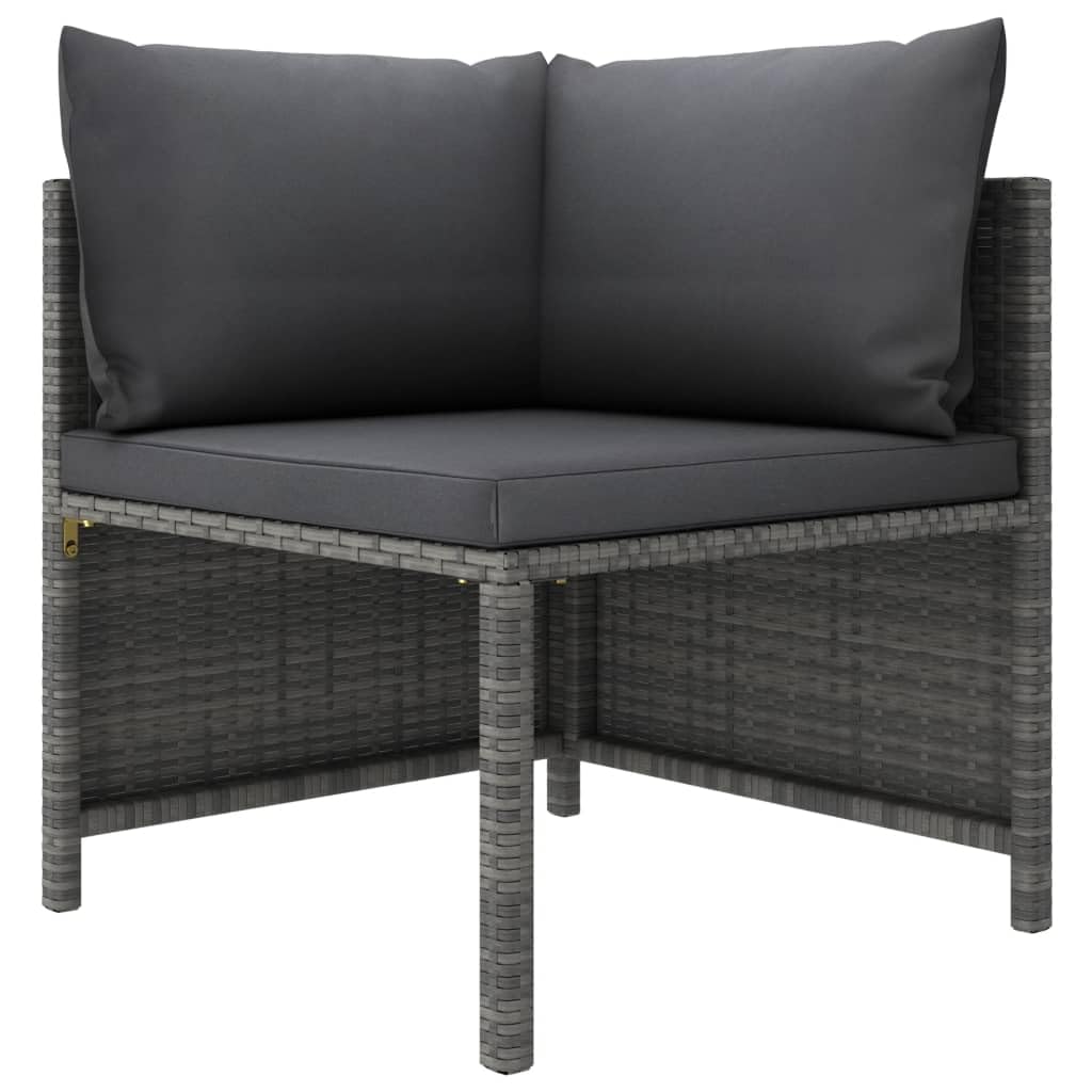 vidaXL 2-Seater Outdoor Garden Sofa with Cushions, Gray Poly Rattan Patio Set with Removable and Washable Polyester Covers, Lightweight for Easy Movement