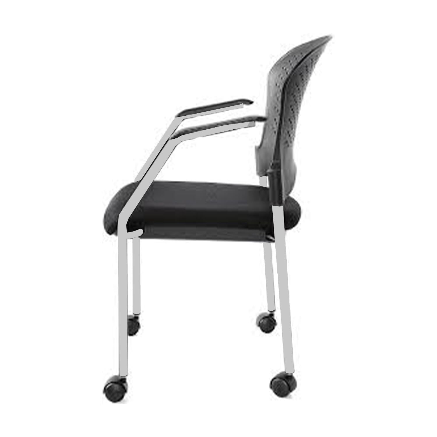 HomeRoots Black and White Adjustable Swivel Plastic Rolling Task Chair