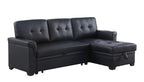 Lilola Home Lucca 83.5" W Black Vegan Leather Modern Reversible Sleeper Sectional Sofa with Storage Chaise