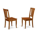 East West Furniture Avon Dining Room Slat Back Wooden Seat Chairs, Set of 2, Saddle Brown