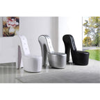 Best Master Furniture High Heel Faux Leather Shoe Chair With Crystal Studs, Black