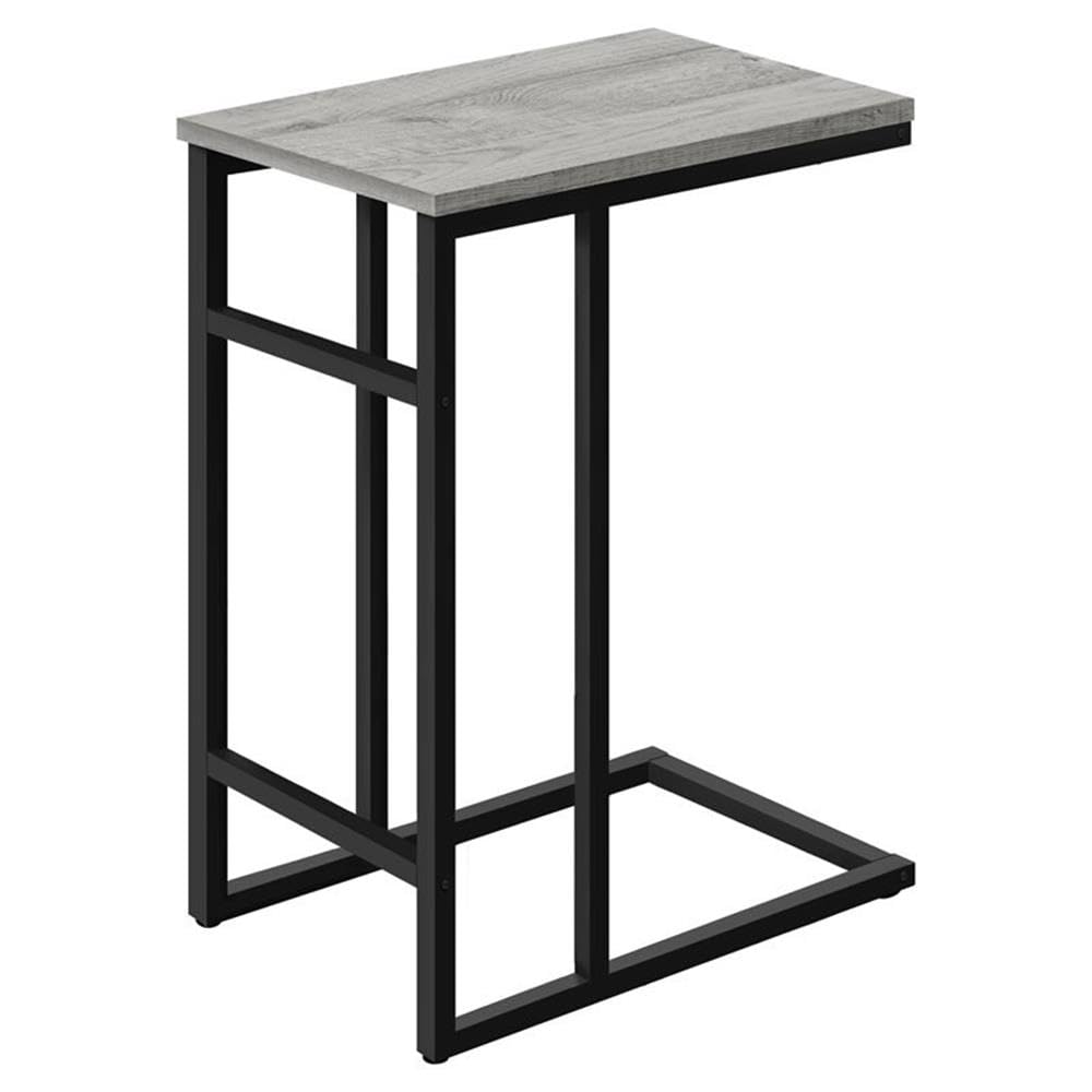 Monarch Specialties 2171 Accent Table, C-shaped, End, Side, Snack, Living Room, Bedroom, Metal, Laminate, Grey, Black, Contemporary, Modern Table-24, 18' L x 11.75' W x 24' H