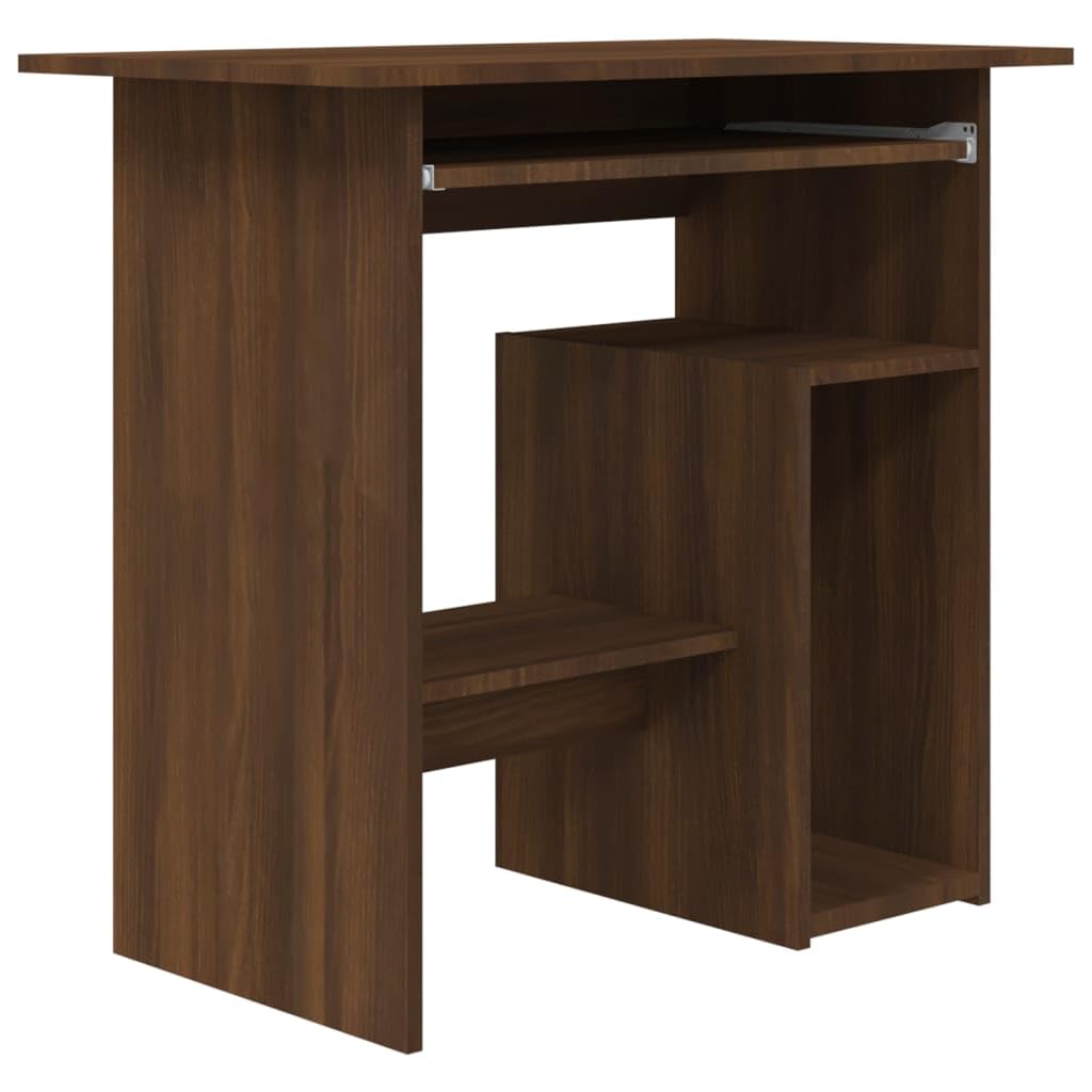 vidaXL Brown Oak Engineered Wood Home Office Desk - Computer Desk for Workspace Optimization - Multi-Purpose Study Writing Furniture
