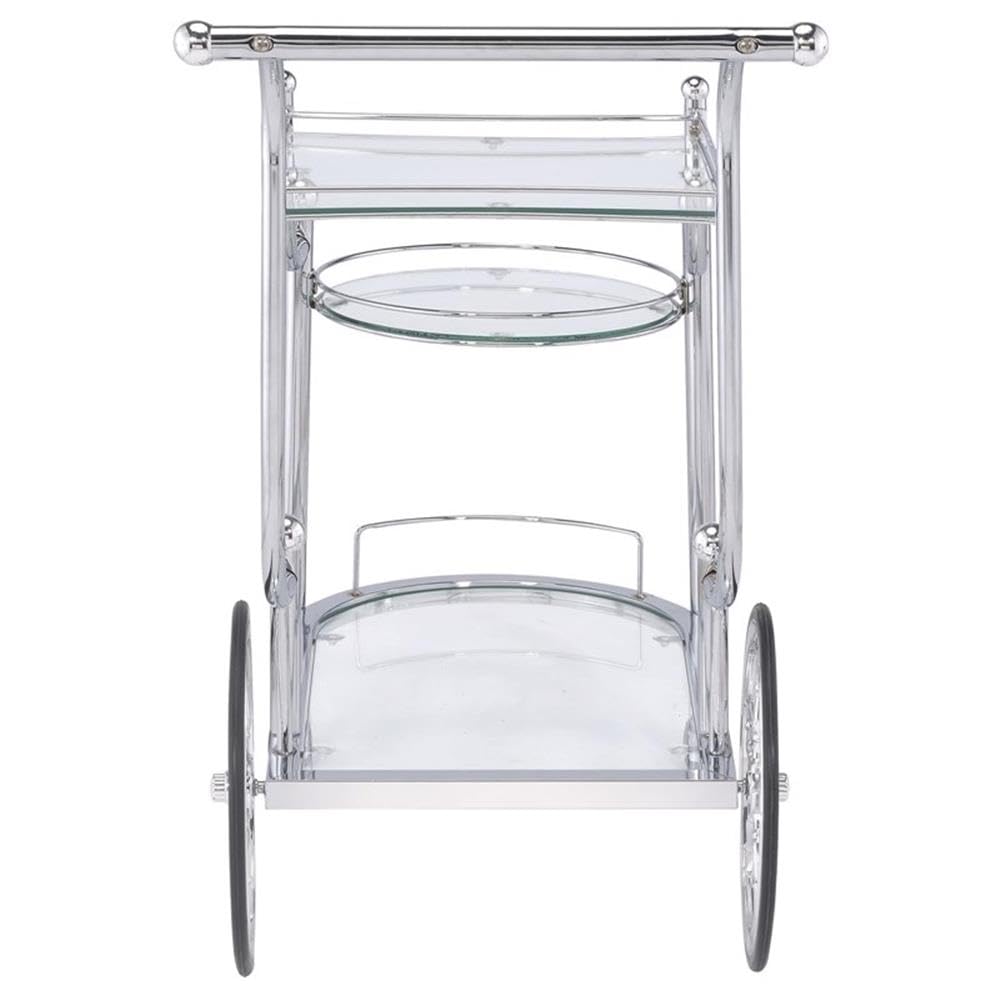 Coaster Home Furnishings Sarandon 3-Tier Serving Cart Chrome and Clear