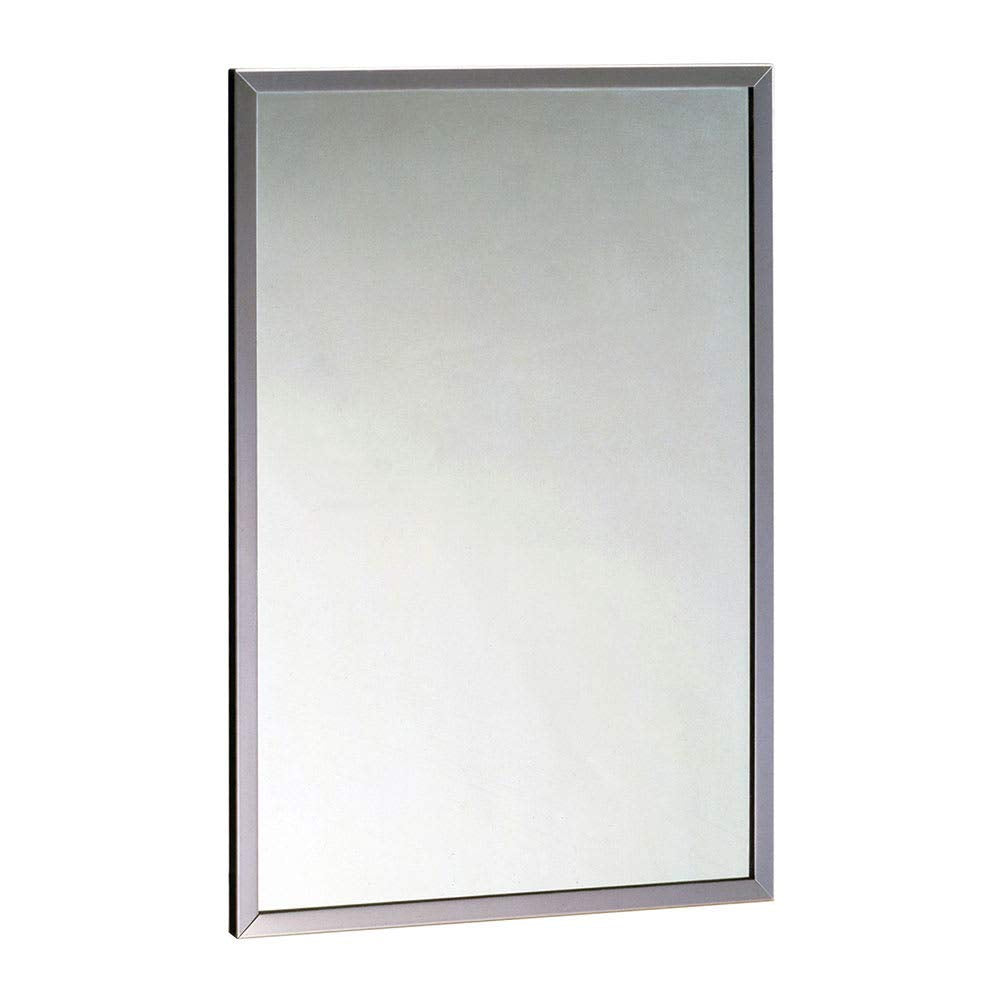 Bobrick 165 Series 430 Stainless Steel Channel Frame Glass Mirror, Bright Finish, 24 Width x 36 Height