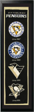 Encore Pittsburgh Penguins Logo History Felt Banner - 14 x 37 Framed