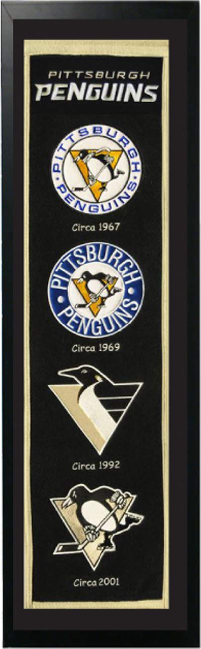 Encore Pittsburgh Penguins Logo History Felt Banner - 14 x 37 Framed