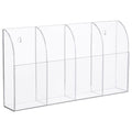 Yeeco Acrylic Remote Holder Wall Mount 4 Compartments, Clear Acrylic Remote Control Holder Wall Mount, 10.4  1.6  5.6 Wall Pen H