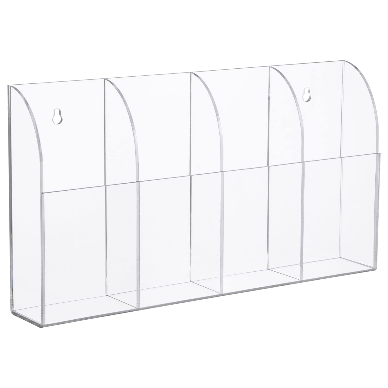 Yeeco Acrylic Remote Holder Wall Mount 4 Compartments, Clear Acrylic Remote Control Holder Wall Mount, 10.4  1.6  5.6 Wall Pen H