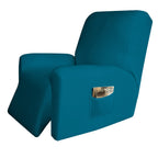Easy-Going 4 Pieces Microfiber Stretch Recliner Slipcover - Spandex Soft Fitted Sofa Couch Cover, Washable Furniture Protector With Elastic Bottom For Kids, Pet(Recliner, Peacock Blue)