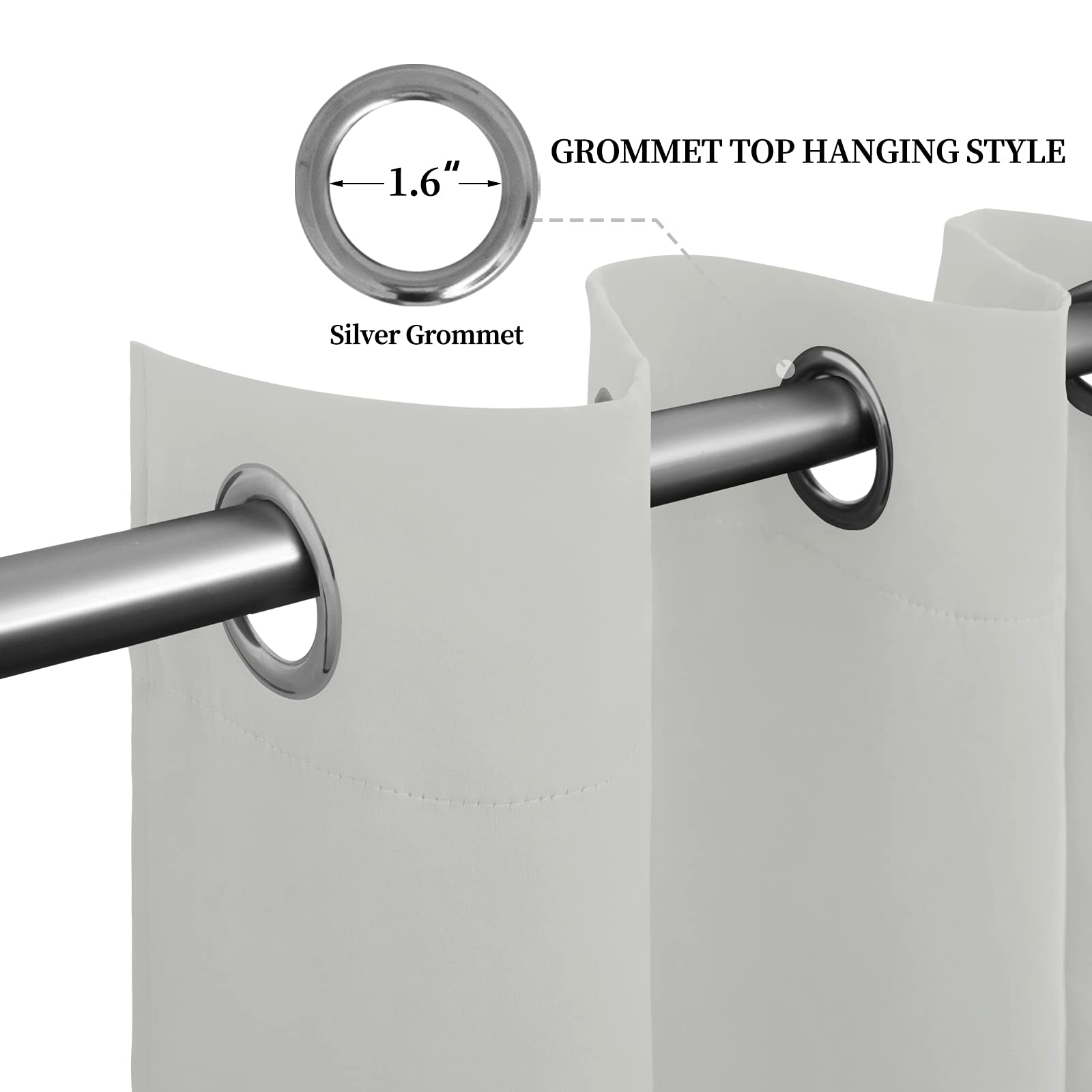 Easy-Going Blackout Curtains For Bedroom, Solid Thermal Insulated Grommet And Noise Reduction Window Drapes, Room Darkening Curtains For Living Room, 2 Panels(52X84 In, Greyish White)