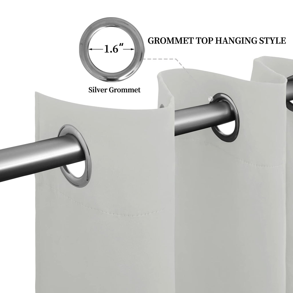 Easy-Going Blackout Curtains For Bedroom, Solid Thermal Insulated Grommet And Noise Reduction Window Drapes, Room Darkening Curtains For Living Room, 2 Panels(52X84 In, Greyish White)