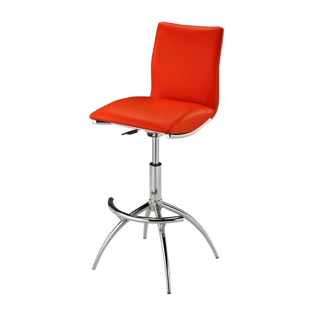 Creative Images Adjustable Swivel Faux Leather Barstool (Set Of 2) Red Faux Leather