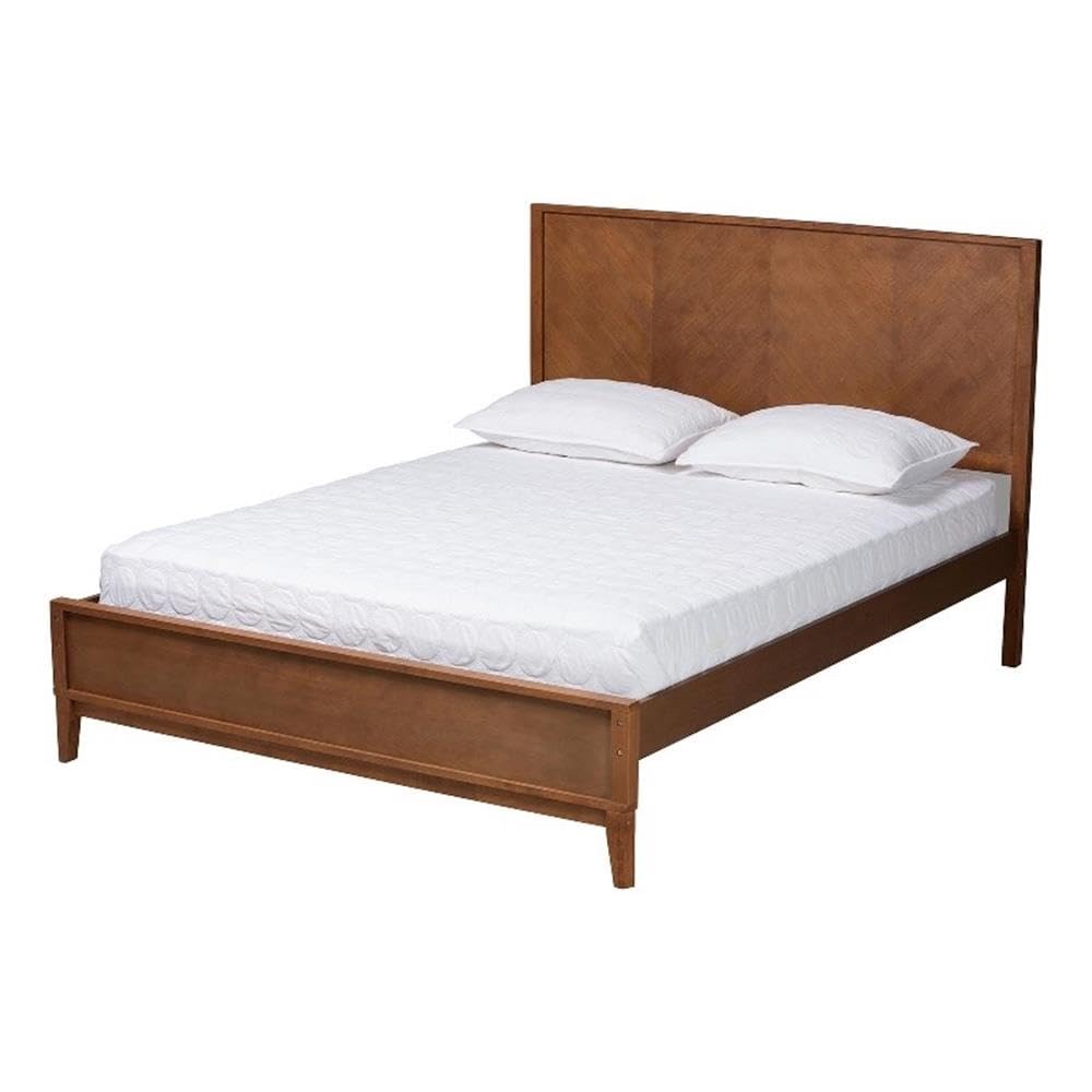 Baxton Studio Carver Classic Transitional Ash Walnut Finished Wood Queen Size Platform Bed