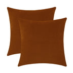 Jeneoo Set of 2 Decorative Rust Throw Pillow Covers Soft Velvet Comfy Solid Couch Cushion Cover Decor (Dark Orange,18 x 18 Inche