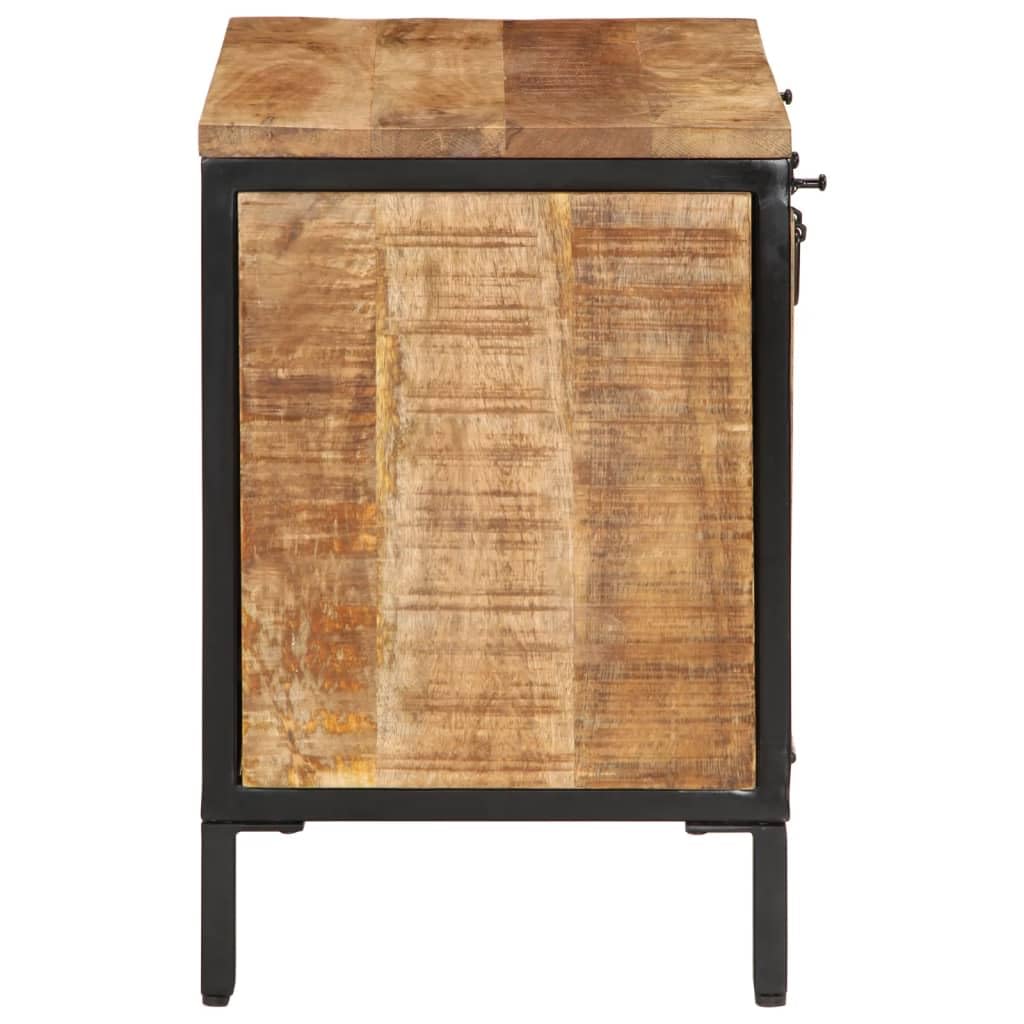 vidaXL Shoe Cabinet - 23.6&quot;x13.8&quot;x20.9&quot; - Solid Rough Mango Wood w/Iron Feet - Brown