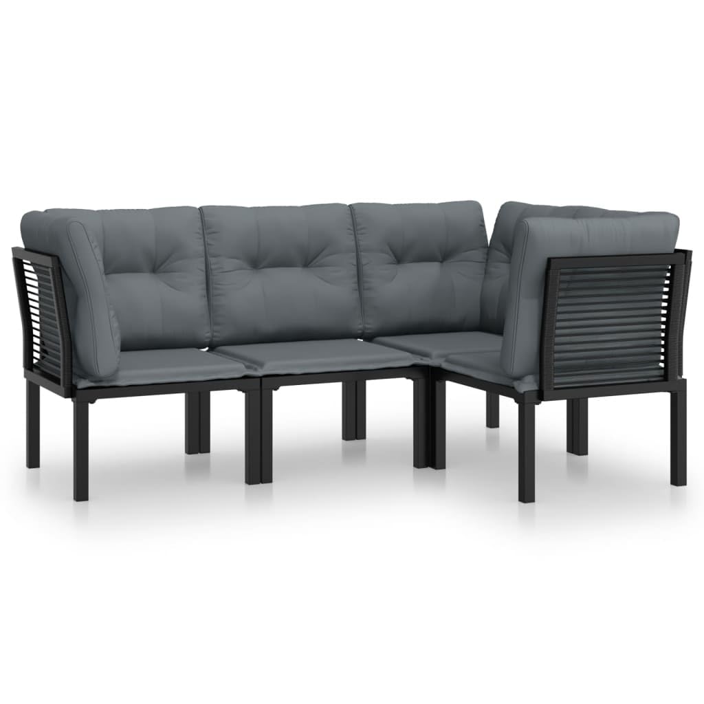 vidaXL 5-Piece Patio Lounge Set with Weather-Resistant Material, Sturdy Steel Frame, Comfortable Cushions, Flexible Modular Design, Stylish Black and Gray Poly Rattan Outdoor Furniture Set