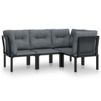 vidaXL 6 Piece Patio Lounge Set - Black - Poly Rattan - Weather-Resistant Material - Powder-Coated Steel Frame - Comfortable Backrest and Padded Cushions - Modular Design