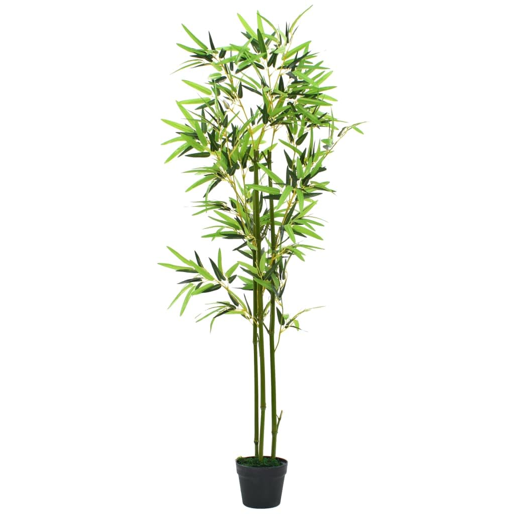 Vidaxl 59&quot; Green Artificial Bamboo Plant With Pot - Realistic And Low Maintenance Decoration Perfect For Your Home Or Office