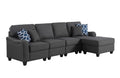 Lilola Home Leo Dark Gray Linen 5 Seater Sofa and Ottoman
