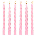 6 Pack 10 Inch Pink Spiral Taper Candles for Holiday Home Decoration, Unscented Dripless Twisted Candlesticks for Dinner Party W