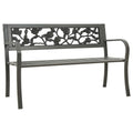 vidaXL Outdoor Patio Bench, Garden Park Bench with Armrests, Steel Bench for Outdoor Backyard Deck Lawn Yard Porch Poolside, Ste