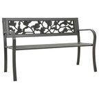 vidaXL Outdoor Patio Bench, Garden Park Bench with Armrests, Steel Bench for Outdoor Backyard Deck Lawn Yard Porch Poolside, Ste