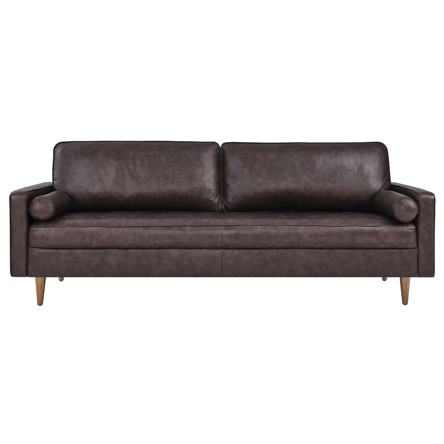 Modway Valour 88&Quot; Modern Style Leather And Dense Foam Sofa In Brown Finish