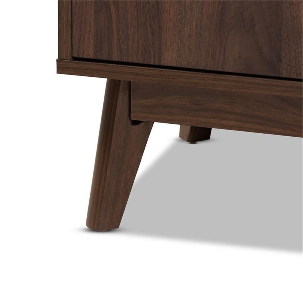 Baxton Studio Lena Mid-Century Modern Walnut Brown Finished 2-Drawer Wood TV Stand