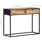 Console Table 39.4"x13.8"x29.5" Rough Mango Wood and Natural Cane