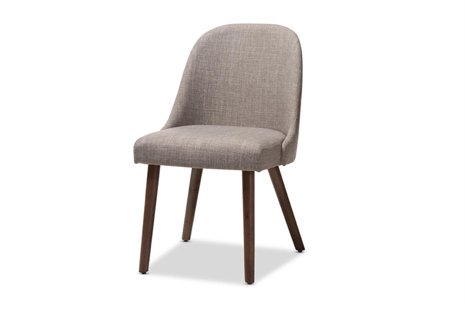 Baxton Studio Cody Mid-Century Modern Light Grey Fabric Upholstered Walnut Finished Wood 5-Piece Dining Set Grey//Medium Wood/Mid-Century/Table/Fabric Polyester 100%&quot;/Rubber Wood/Foam