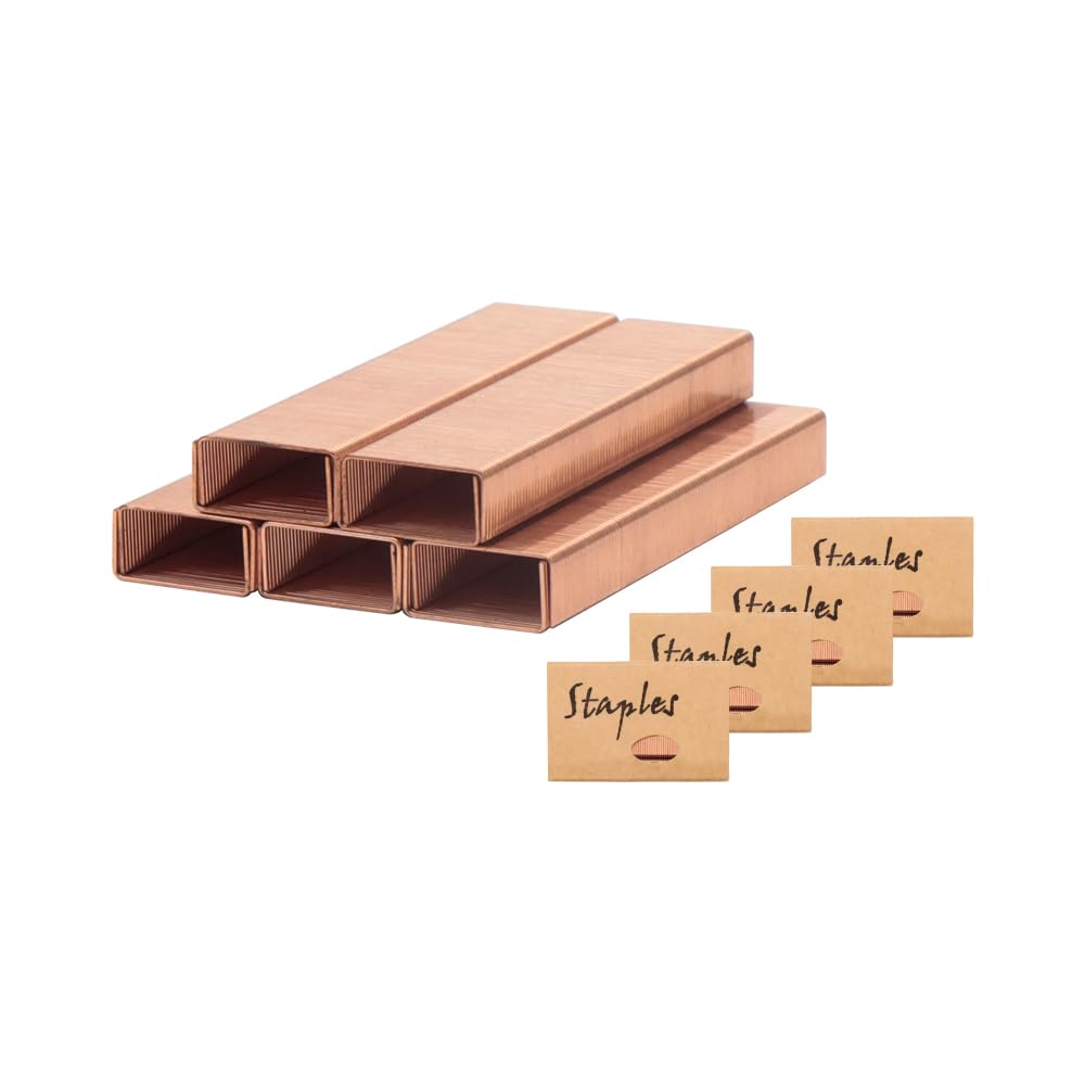 Natsumebasics 4000 Rose Gold Staples Colored Staples Set Colorful Standard 26/6 Staples For Desk Manual Stapler, 1000 Per Color,