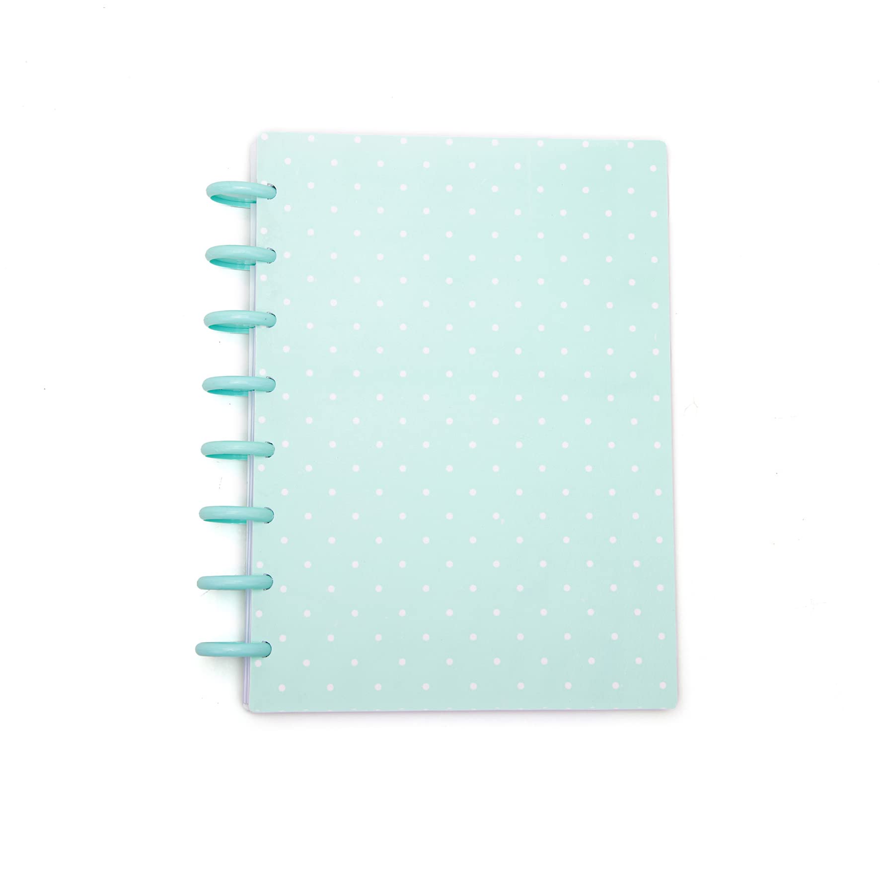 Talia Discbound Notebooks, Planner, Customizable, (Teal Polka Dot W/Sage Green Discs, Junior 18635 (5.5In X 8.5In))
