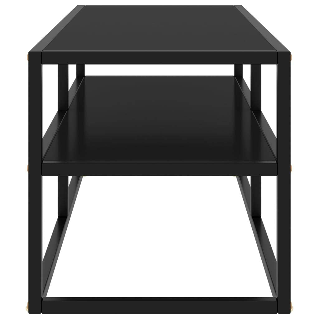 vidaXL Streamlined TV Stand - Durable Black Tempered Glass and Steel - Ample Storage