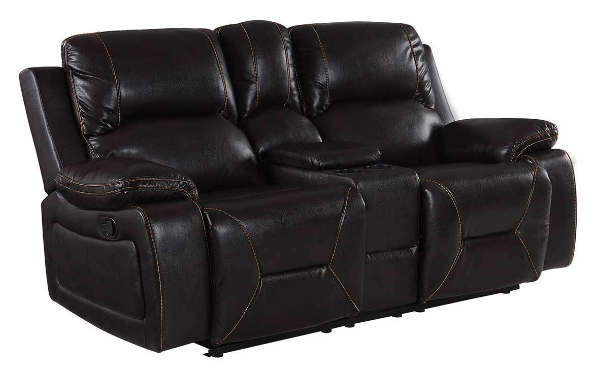 HomeRoots 40' Classy Brown Leather Loveseat