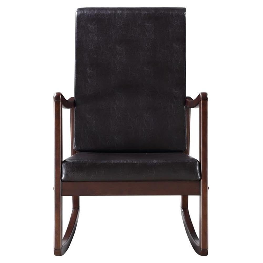 Acme Raina Faux Leather Upholstered Rocking Chair in Dark Brown and Espresso
