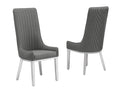 Best Quality Furniture Teddy Fabric, 19" Pleated High Back Chair, Dark Gray/Silver