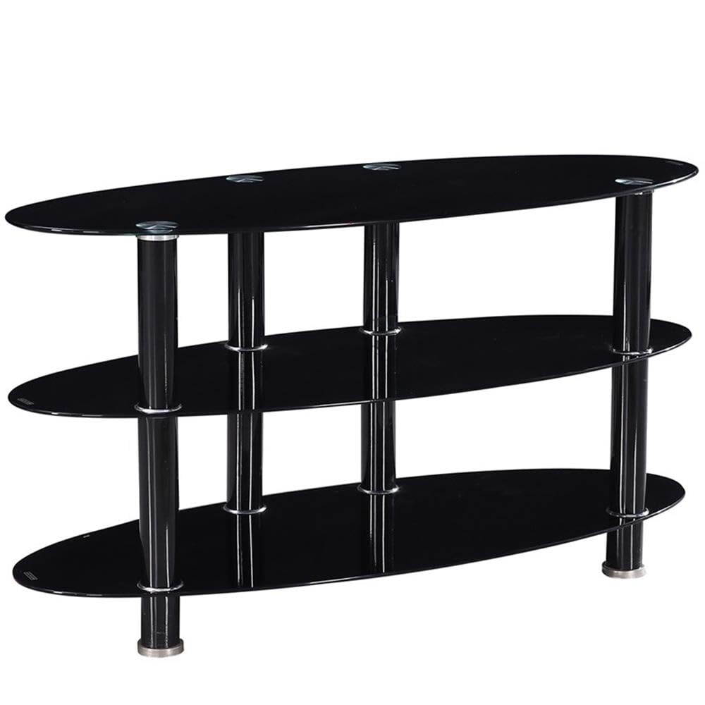 Better Home Products Neo Oval Tempered Glass Tv Stand For 40-Inch Tv In Black