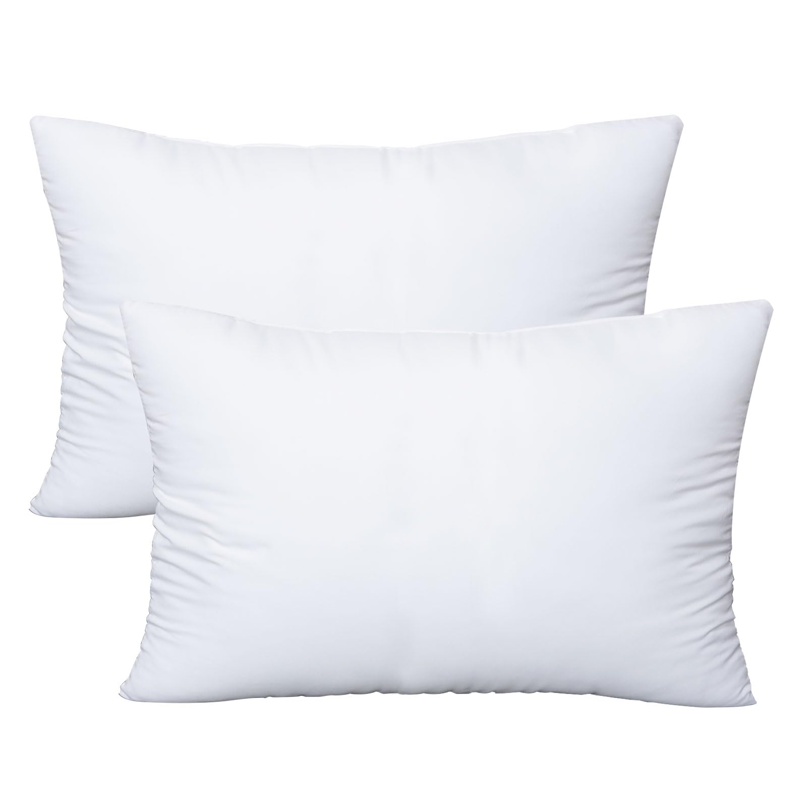 OKBA Throw Pillows Insert set of 2, with 100% Cotton Cover, Bed and Couch - Indoor hotel Decorative Pillows, 12x20 in White Pill
