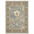 HomeRoots 509349 6 x 9 ft. Blue Gray Gold Green Pink Orange Ivory & Red Oriental Power Loom Stain Resistant Rectangle Area Rug with Fringe