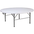 Flash Furniture Kathryn 5.89-Foot Round Bi-Fold Granite White Plastic Banquet And Event Folding Table With Carrying Handle