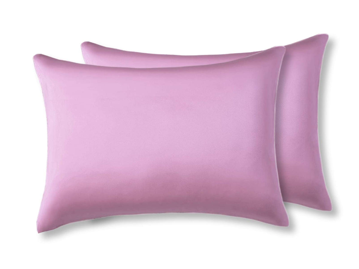 Natural Silk Pillowcase Set Of 2 For Hair &Skin - Both Sides 19 Momme 600 Thread Count With Hidden Zipper (Purple, King)
