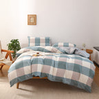 Nsnlgsgc Buffalo Plaid Duvet Cover Set Grayish Blue Twin,Check Simple Geometric Square Pattern Bedding Set,Modern Soft Washed Mi