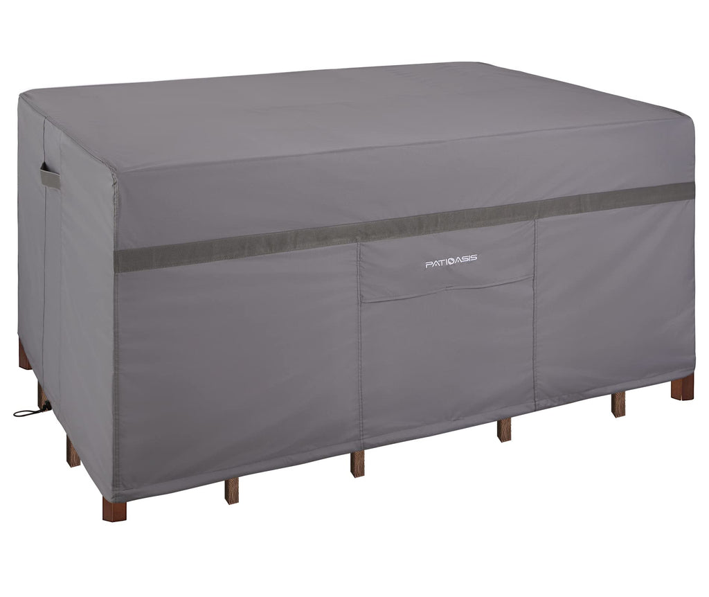Patio Table Covers Waterproof Rectangular, Hickory Patio Furniture Covers Gray 109''L X 84''W X 32''H Rectangle Outdoor Lawn Table And 7-9 Chairs Covers All Weather Proof