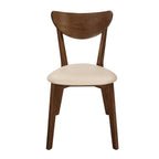 Coaster Home Furnishings Kersey Mid Century Modern Set of 2 Wood Dining Side Chairs Curved Back Padded Tan Faux Leather Polyurethane Upholstered Seat Cushion Chestnut Brown 103062